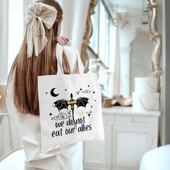 Cotton Tote Bag Reusable Shopping Bag Bookish Shoulder Bag Versatile - Picture 4 of 6